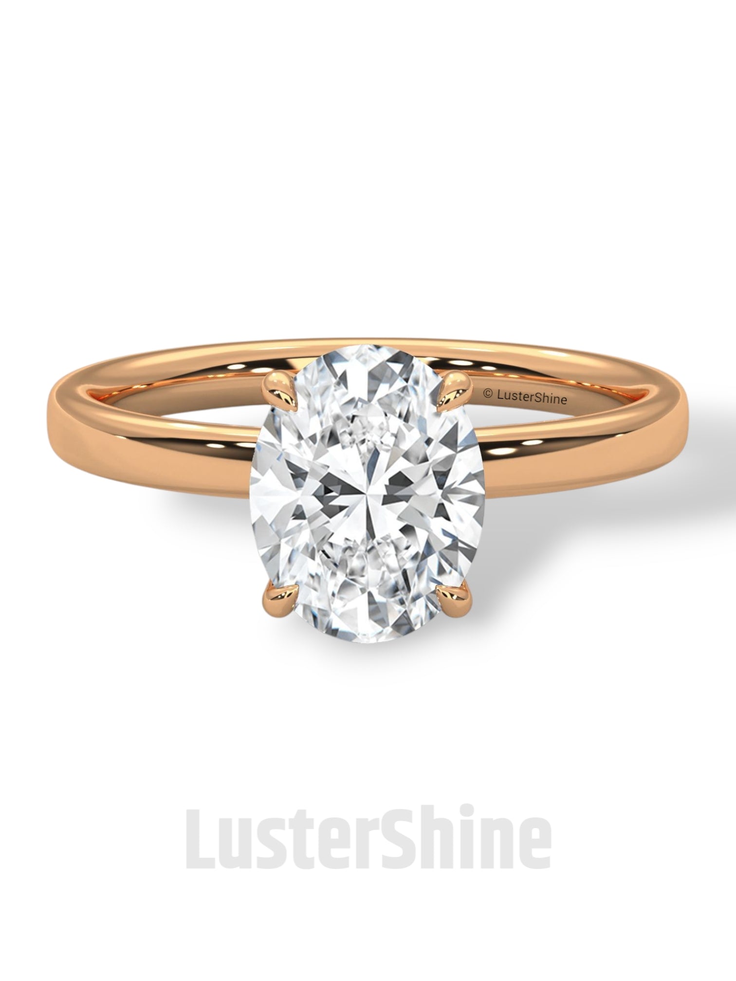 Oval Solitaire Engagement Ring – 9x7mm Oval Diamond – 14K 18K Yellow Gold – Classic Four Prong Ring – Dainty Gold Proposal Ring LusterShine