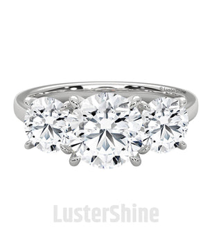 Three Stone Diamond Engagement Ring – Round Cut Trilogy Ring – 14K 18K Gold Bridal Ring – Moissanite or Lab Diamond