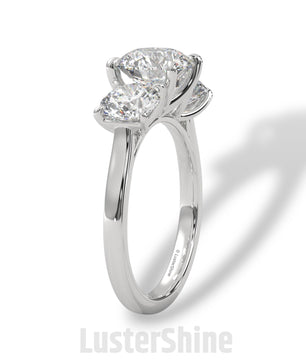 Three Stone Diamond Engagement Ring – Round Cut Trilogy Ring – 14K 18K Gold Bridal Ring – Moissanite or Lab Diamond
