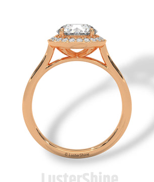 Halo Diamond Engagement Ring – Round Cut Solitaire with Accents – 14K 18K Gold Bridal Ring – Moissanite Diamond Ring Jewelry