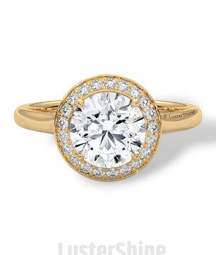 Halo Diamond Engagement Ring – Round Cut Solitaire with Accents – 14K 18K Gold Bridal Ring – Moissanite Diamond Ring Jewelry