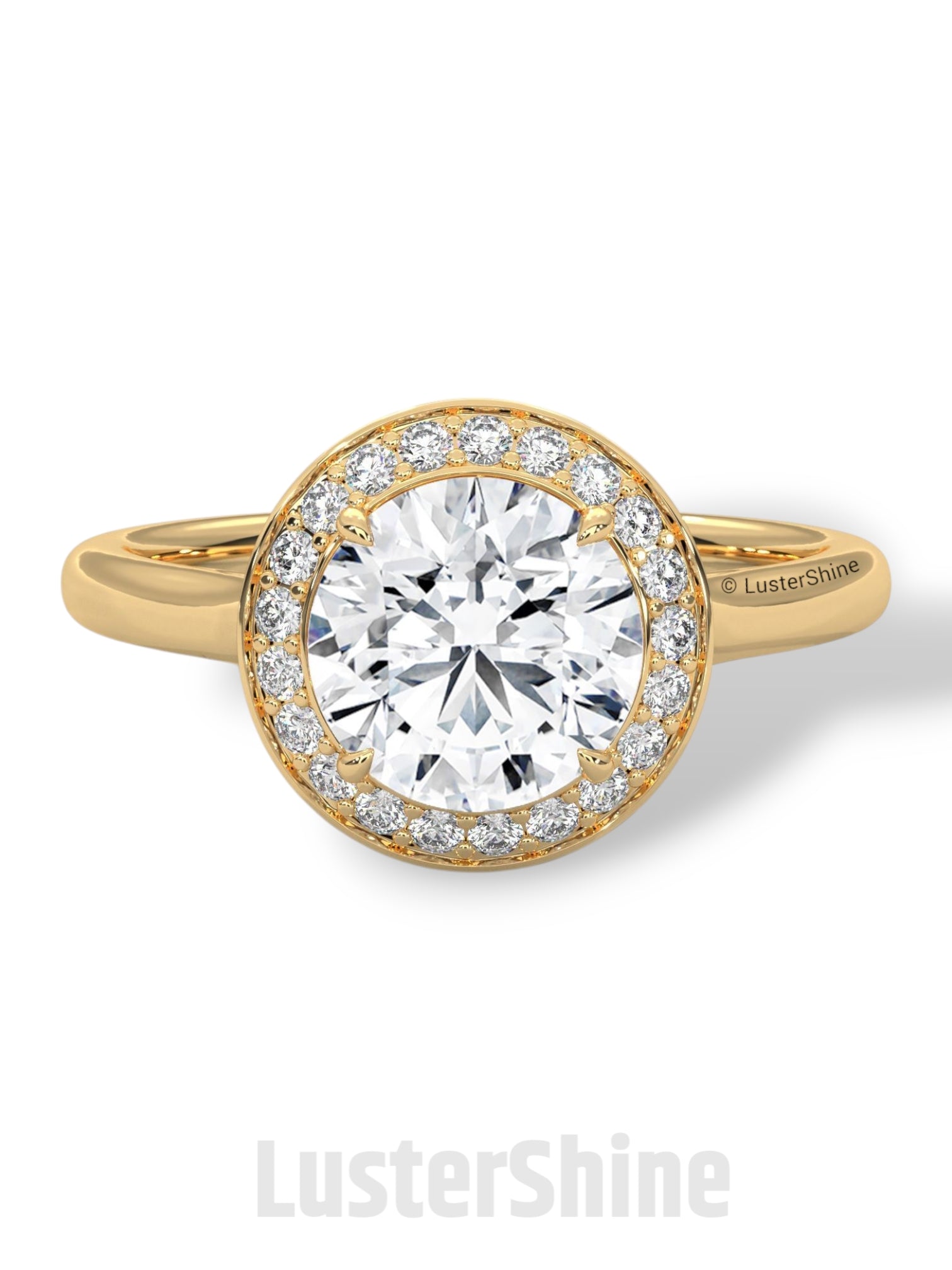 Halo Diamond Engagement Ring – Round Cut Solitaire with Accents – 14K 18K Gold Bridal Ring – Moissanite Diamond Ring Jewelry