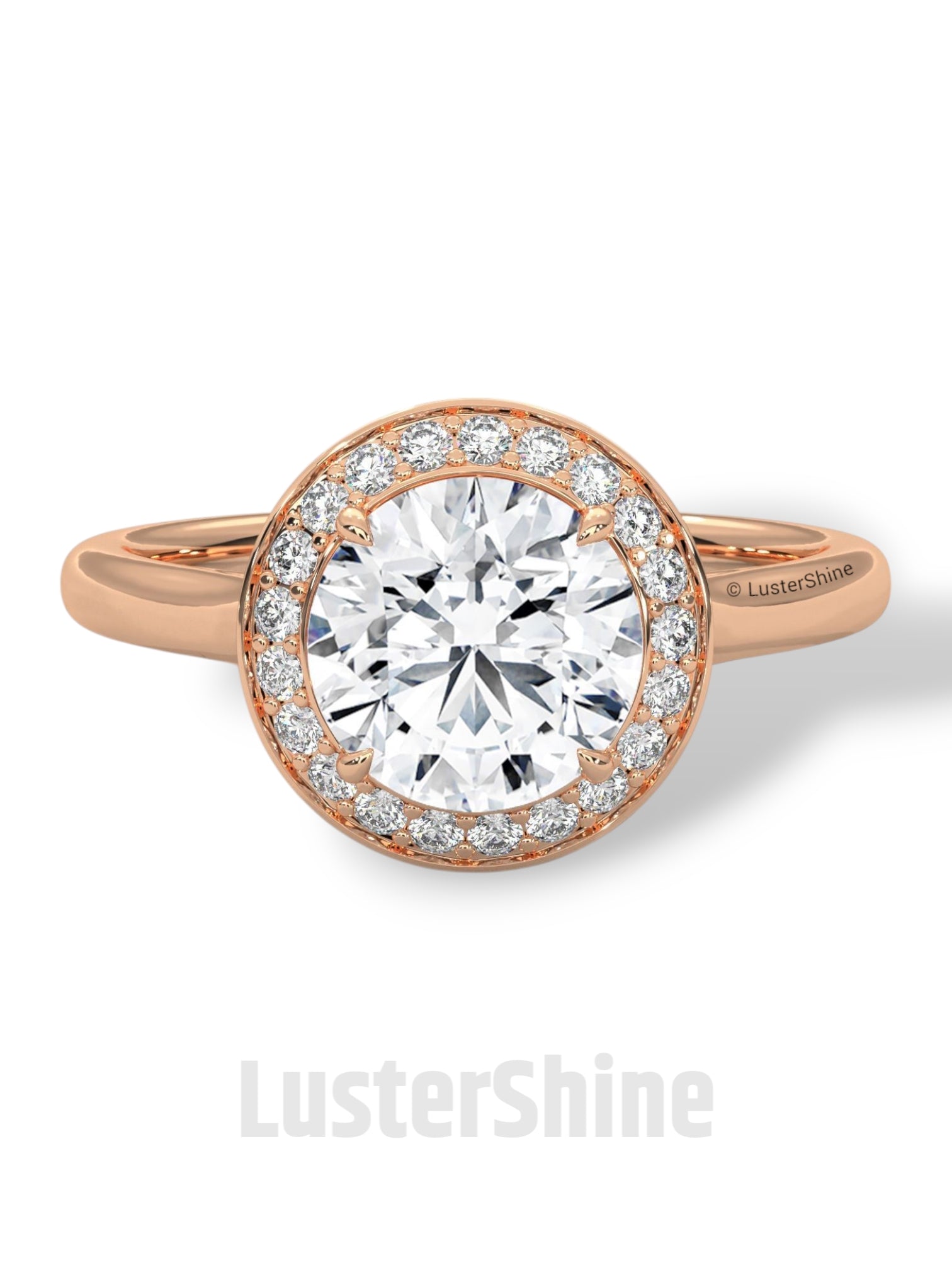 Halo Diamond Engagement Ring – Round Cut Solitaire with Accents – 14K 18K Gold Bridal Ring – Moissanite Diamond Ring Jewelry