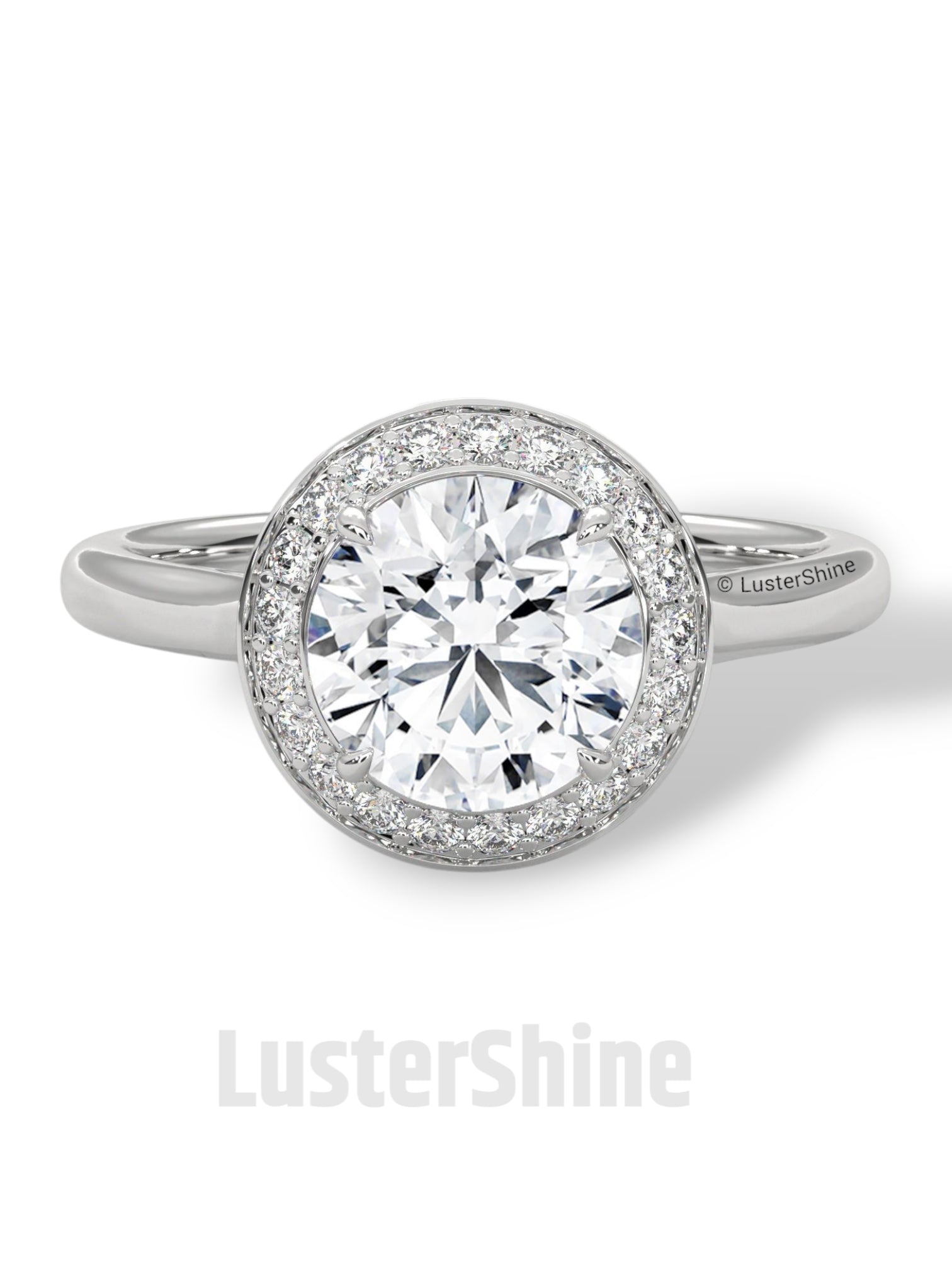 Halo Diamond Engagement Ring – Round Cut Solitaire with Accents – 14K 18K Gold Bridal Ring – Moissanite Diamond Ring Jewelry