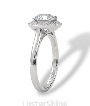Halo Diamond Engagement Ring – Round Cut Solitaire with Accents – 14K 18K Gold Bridal Ring – Moissanite Diamond Ring Jewelry