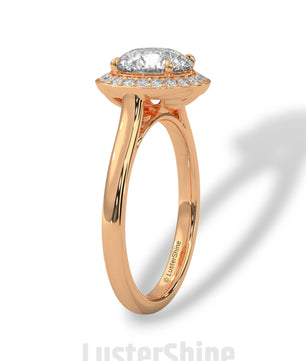 Halo Diamond Engagement Ring – Round Cut Solitaire with Accents – 14K 18K Gold Bridal Ring – Moissanite Diamond Ring Jewelry