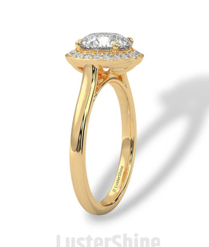 Halo Diamond Engagement Ring – Round Cut Solitaire with Accents – 14K 18K Gold Bridal Ring – Moissanite Diamond Ring Jewelry