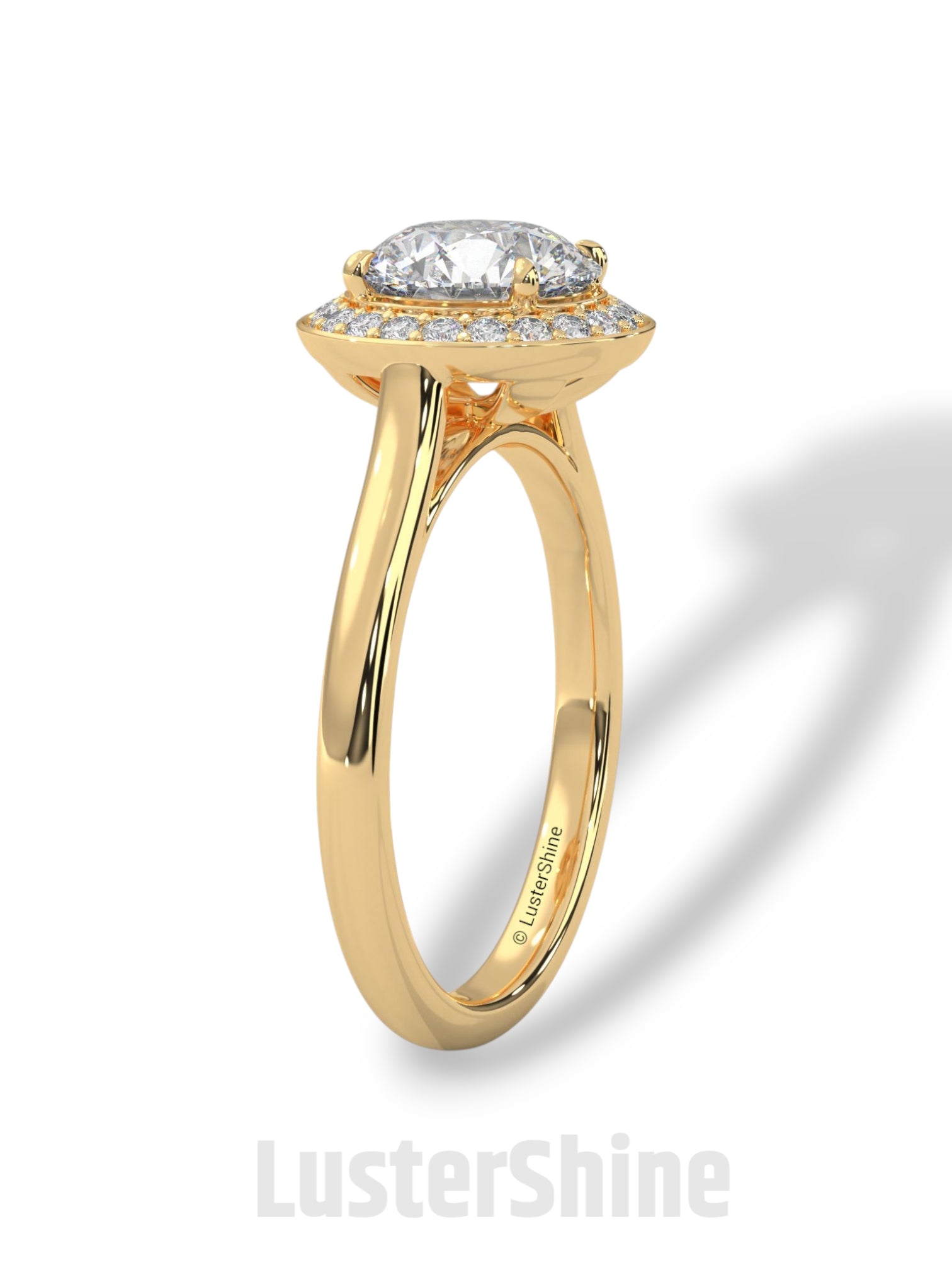 Halo Diamond Engagement Ring – Round Cut Solitaire with Accents – 14K 18K Gold Bridal Ring – Moissanite Diamond Ring Jewelry