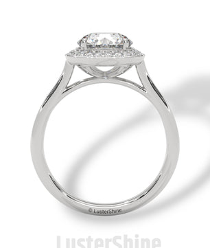 Halo Diamond Engagement Ring – Round Cut Solitaire with Accents – 14K 18K Gold Bridal Ring – Moissanite Diamond Ring Jewelry