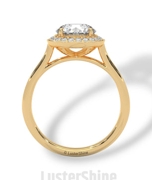 Halo Diamond Engagement Ring – Round Cut Solitaire with Accents – 14K 18K Gold Bridal Ring – Moissanite Diamond Ring Jewelry
