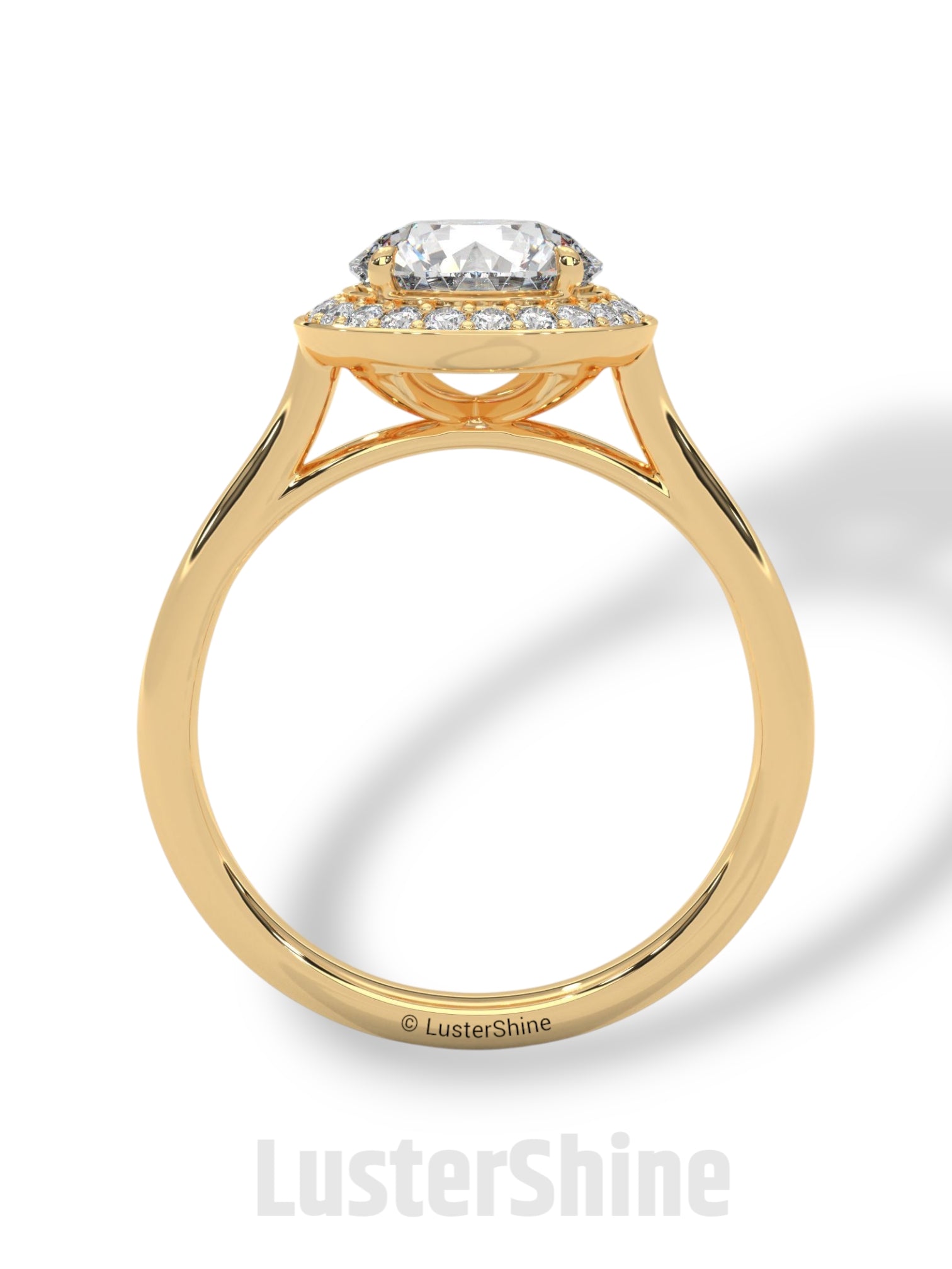 Halo Diamond Engagement Ring – Round Cut Solitaire with Accents – 14K 18K Gold Bridal Ring – Moissanite Diamond Ring Jewelry