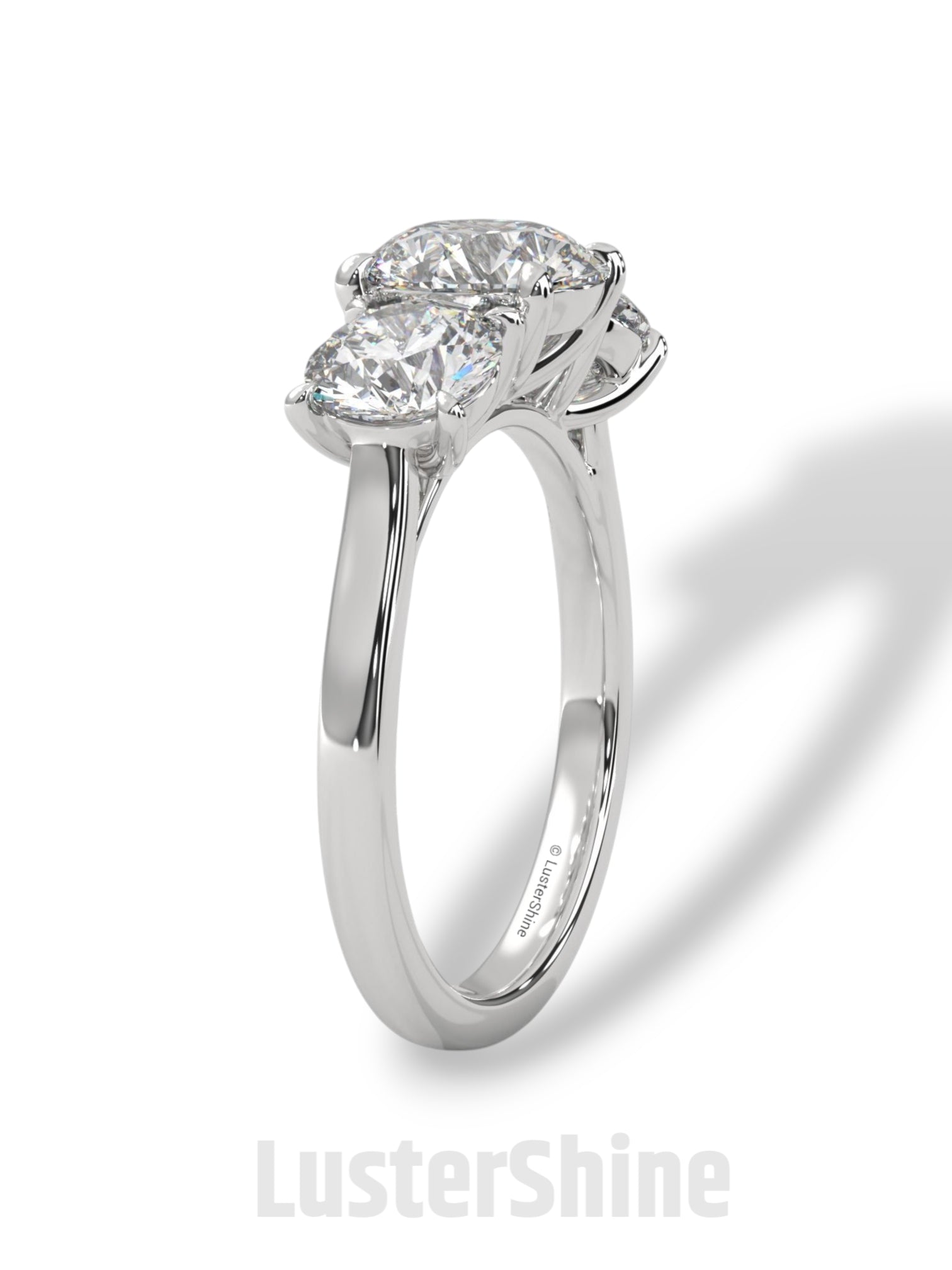 Three Stone Diamond Engagement Ring – Round Cut Trio Ring in 14K 18K Gold – Moissanite or Lab Diamond Ring for Women Jewelry
