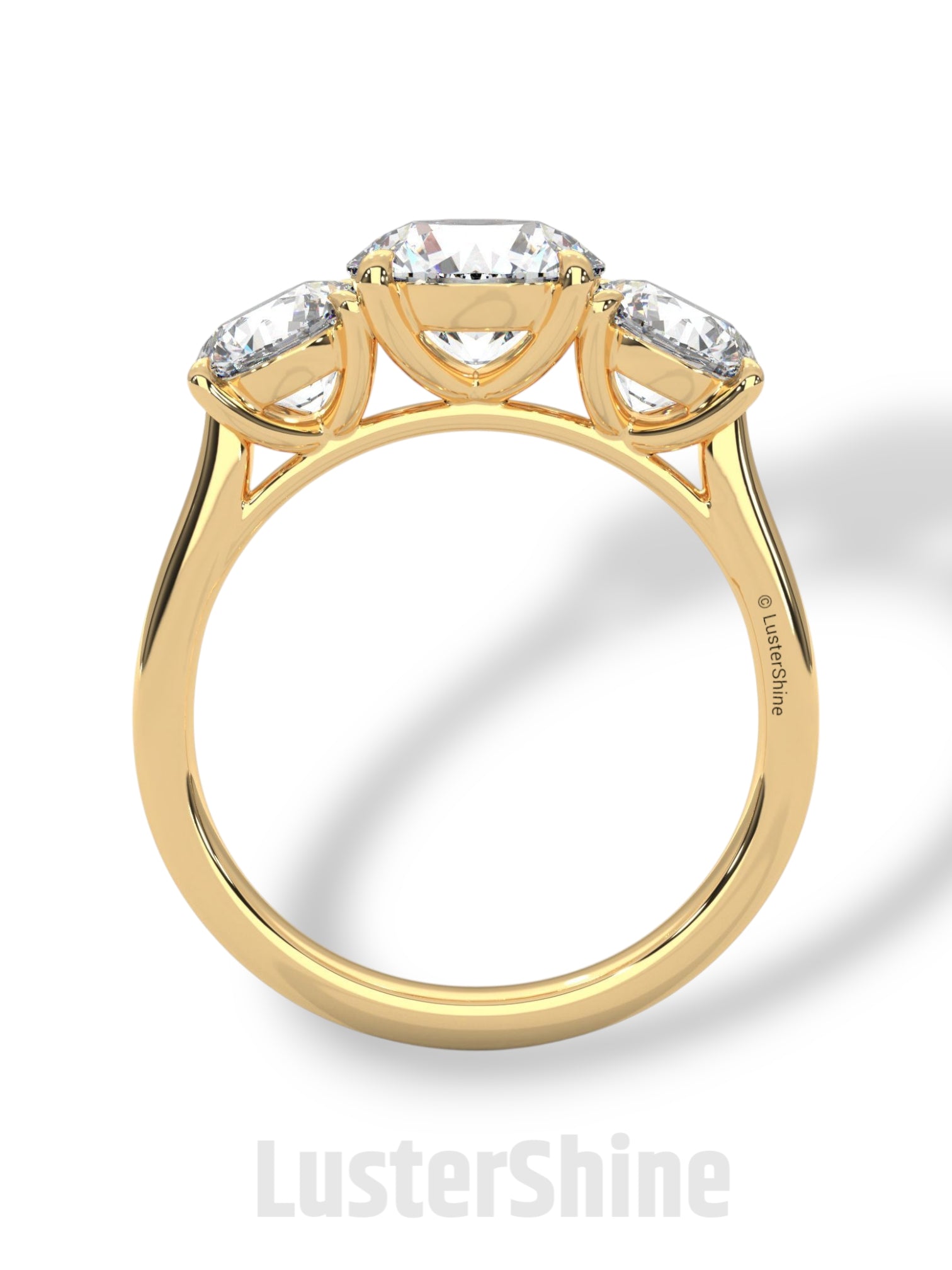 Three Stone Diamond Engagement Ring – Round Cut Trio Ring in 14K 18K Gold – Moissanite or Lab Diamond Ring for Women Jewelry