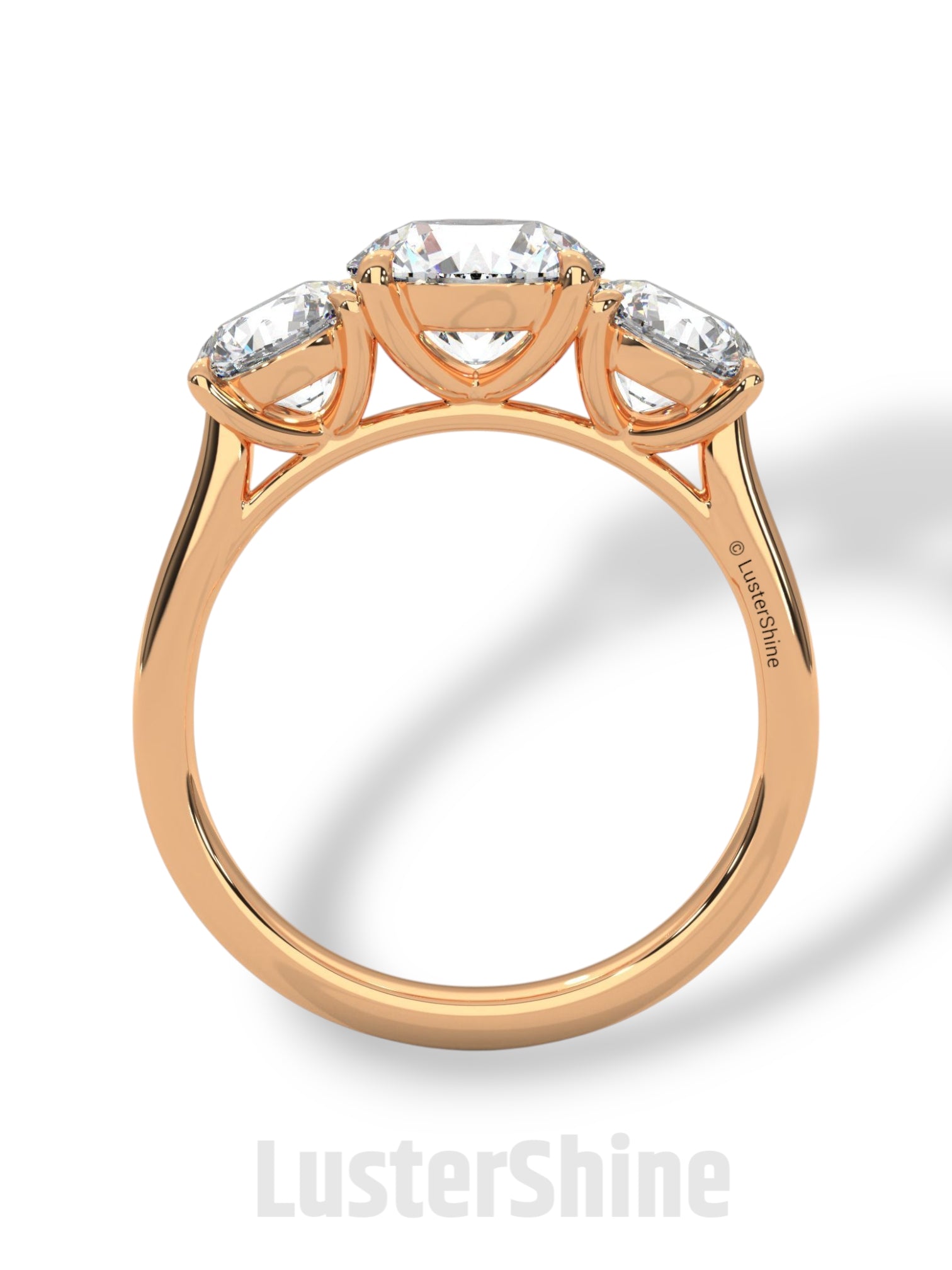 Three Stone Diamond Engagement Ring – Round Cut Trio Ring in 14K 18K Gold – Moissanite or Lab Diamond Ring for Women Jewelry