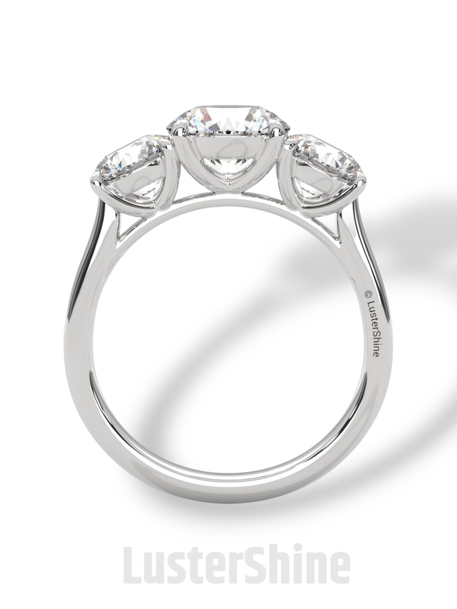 Three Stone Diamond Engagement Ring – Round Cut Trio Ring in 14K 18K Gold – Moissanite or Lab Diamond Ring for Women Jewelry