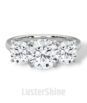 Three Stone Diamond Engagement Ring – Round Cut Trio Ring in 14K 18K Gold – Moissanite or Lab Diamond Ring for Women Jewelry