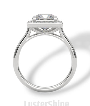 Princess Cut Halo Engagement Ring – Square Diamond Ring – 14K Gold Ring – Moissanite or Lab Diamond – LusterShine Fine Minimalist Jewelry