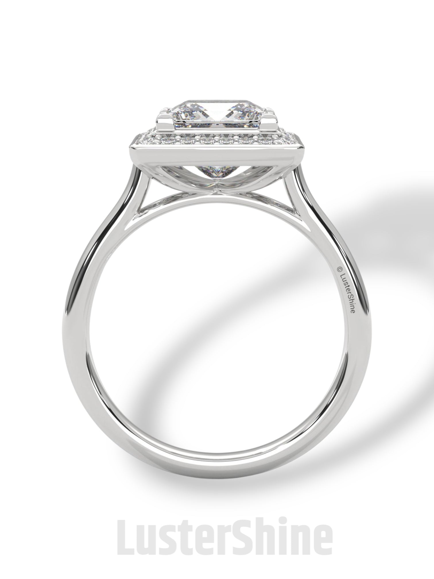 Princess Cut Halo Engagement Ring – Square Diamond Ring – 14K Gold Ring – Moissanite or Lab Diamond – LusterShine Fine Minimalist Jewelry