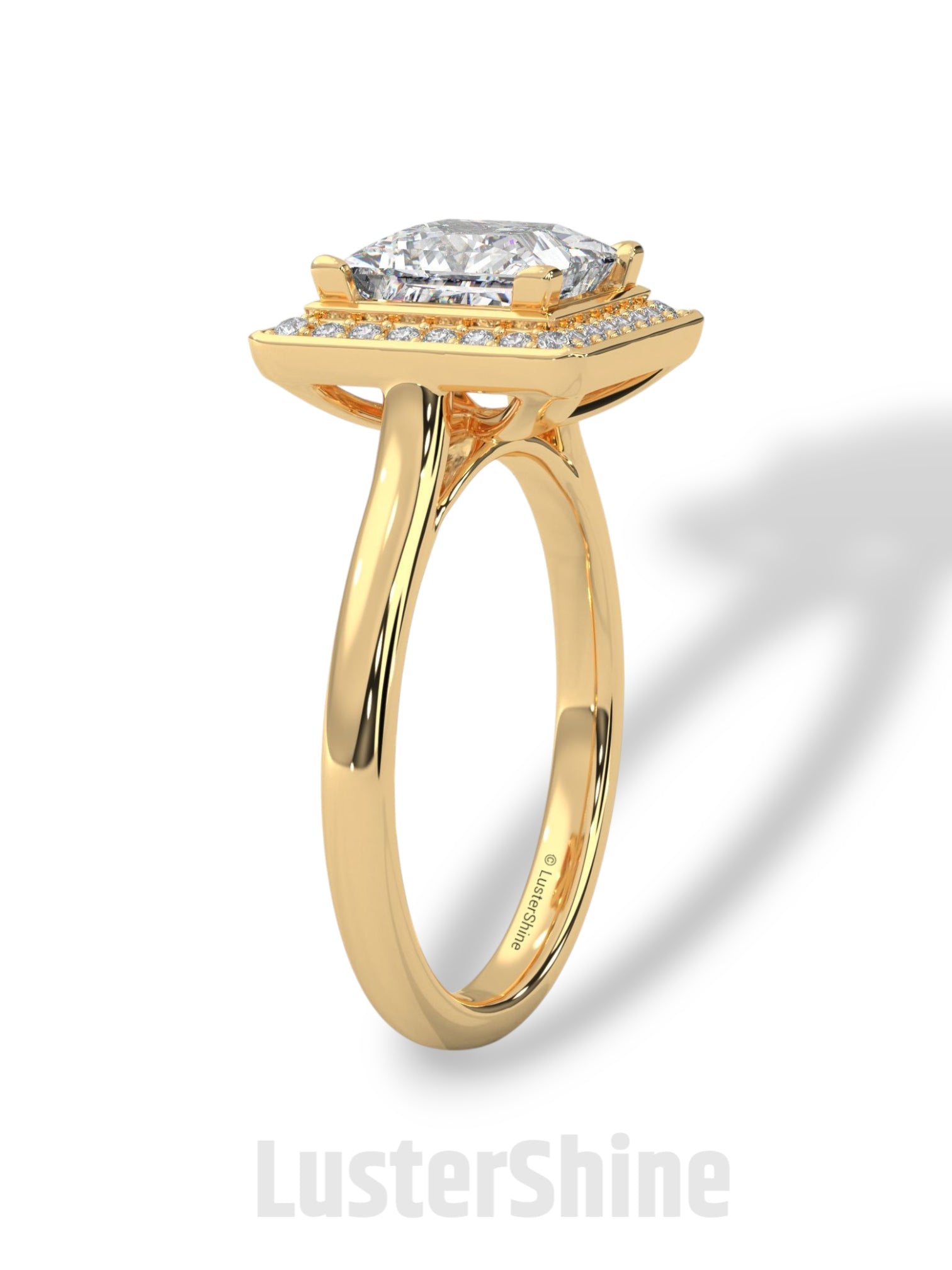 Princess Cut Halo Engagement Ring – Square Diamond Ring – 14K Gold Ring – Moissanite or Lab Diamond – LusterShine Fine Minimalist Jewelry