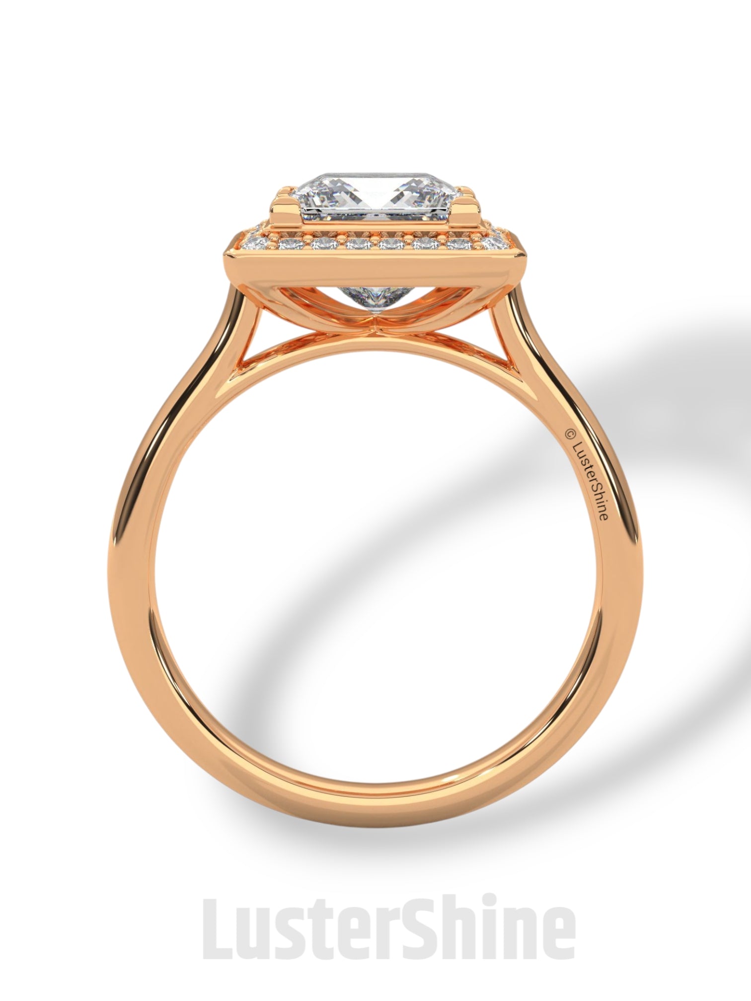 Princess Cut Halo Engagement Ring – Square Diamond Ring – 14K Gold Ring – Moissanite or Lab Diamond – LusterShine Fine Minimalist Jewelry