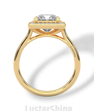 Princess Cut Halo Engagement Ring – Square Diamond Ring – 14K Gold Ring – Moissanite or Lab Diamond – LusterShine Fine Minimalist Jewelry