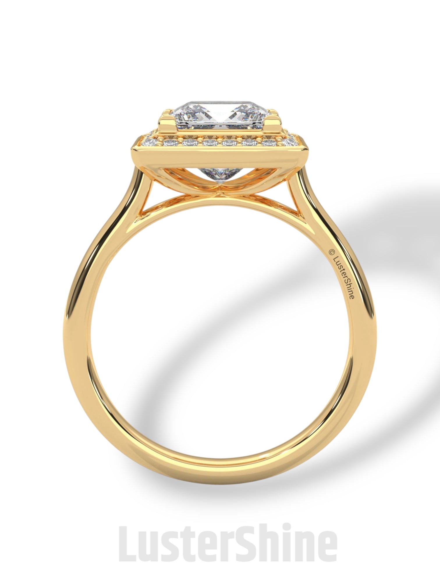 Princess Cut Halo Engagement Ring – Square Diamond Ring – 14K Gold Ring – Moissanite or Lab Diamond – LusterShine Fine Minimalist Jewelry