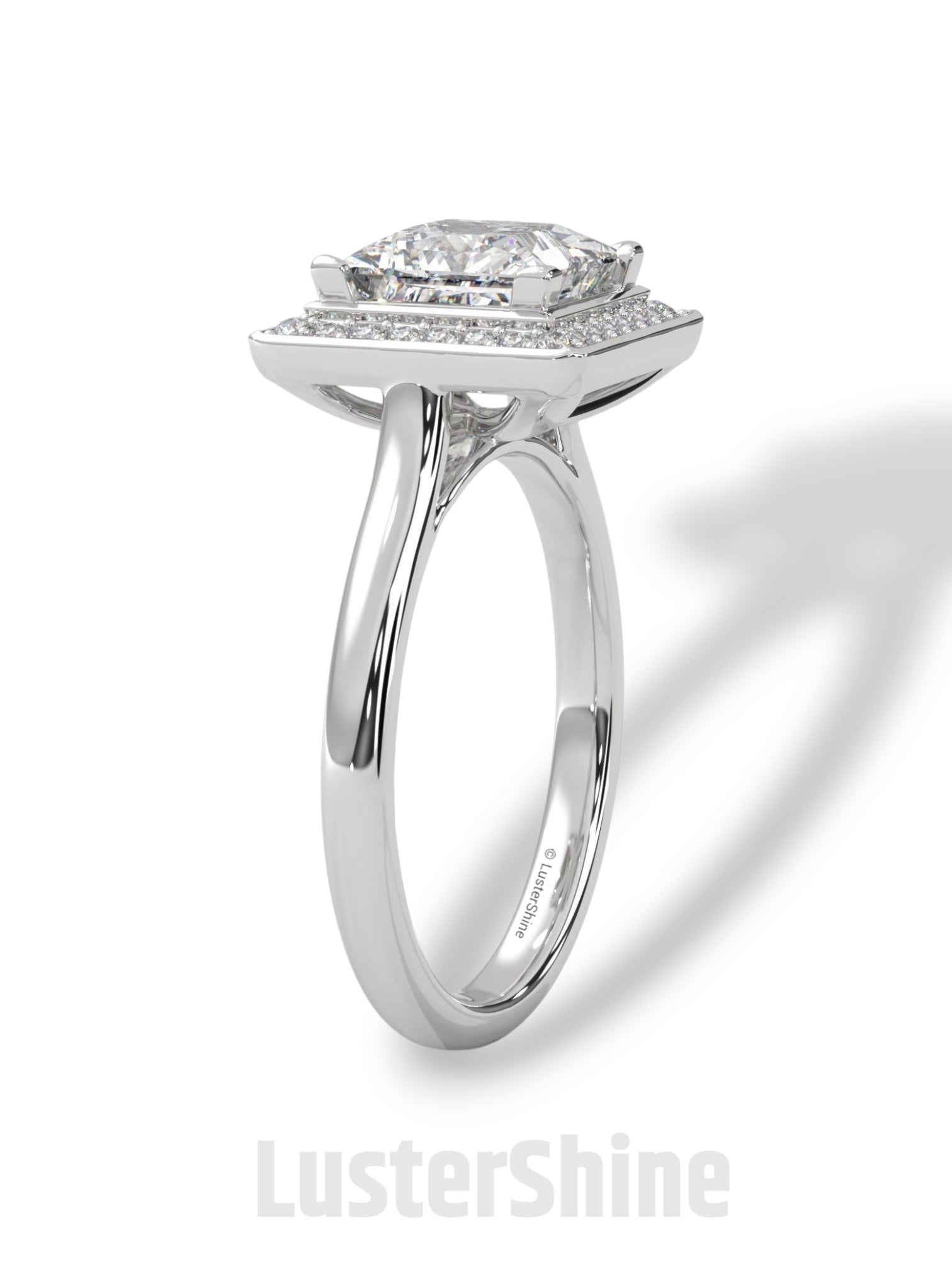 Princess Cut Halo Engagement Ring – Square Diamond Ring – 14K Gold Ring – Moissanite or Lab Diamond – LusterShine Fine Minimalist Jewelry