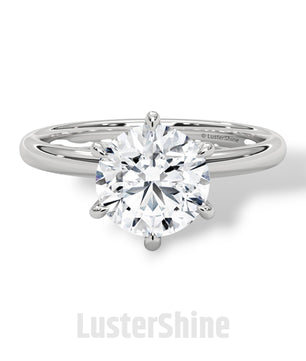 Round Solitaire Diamond Engagement Ring – 6 Prong Moissanite Ring – 14K 18K Gold Ring – Classic Proposal Ring – LusterShine Bridal Jewelry