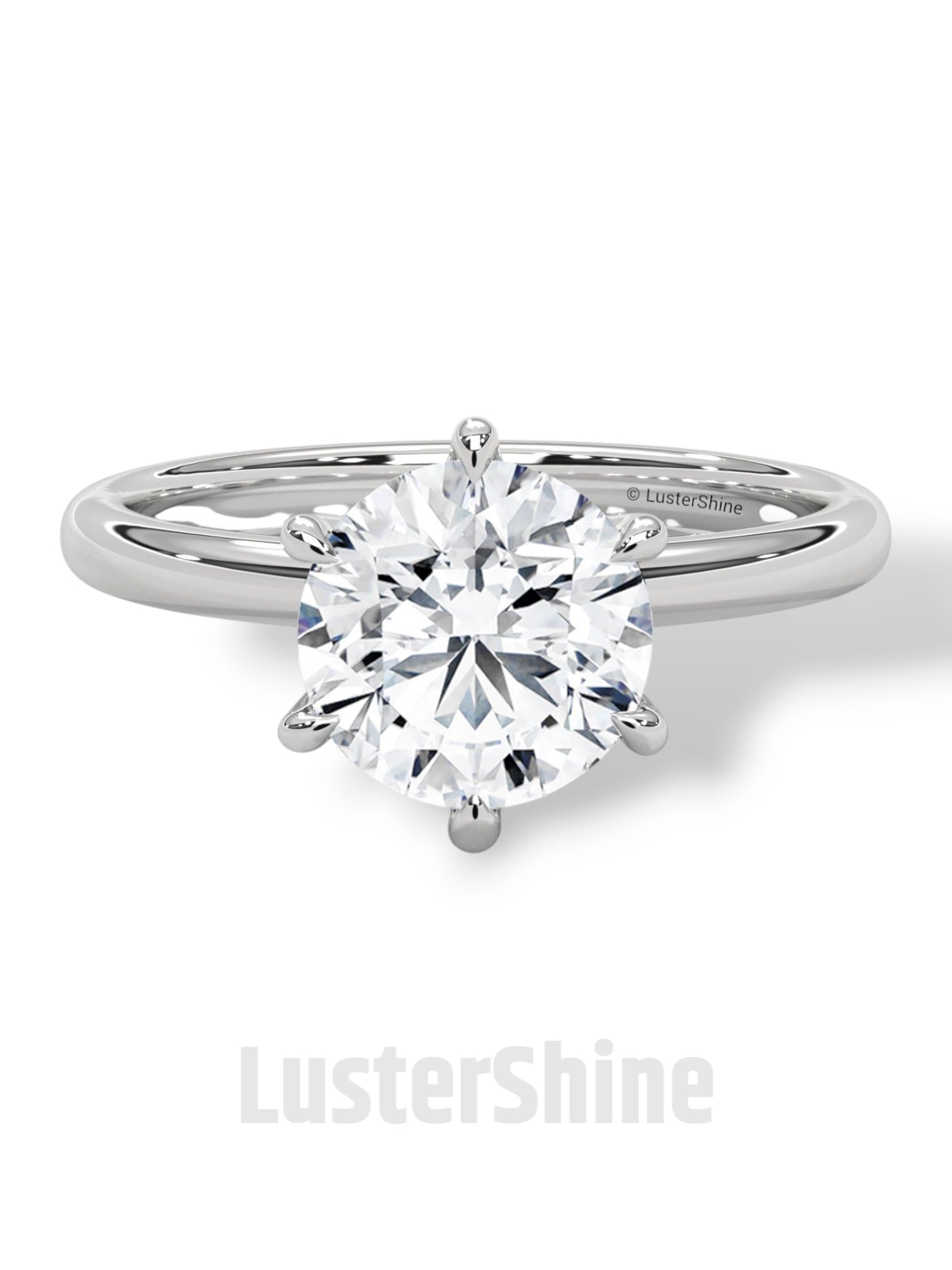 Round Solitaire Diamond Engagement Ring – 6 Prong Moissanite Ring – 14K 18K Gold Ring – Classic Proposal Ring – LusterShine Bridal Jewelry