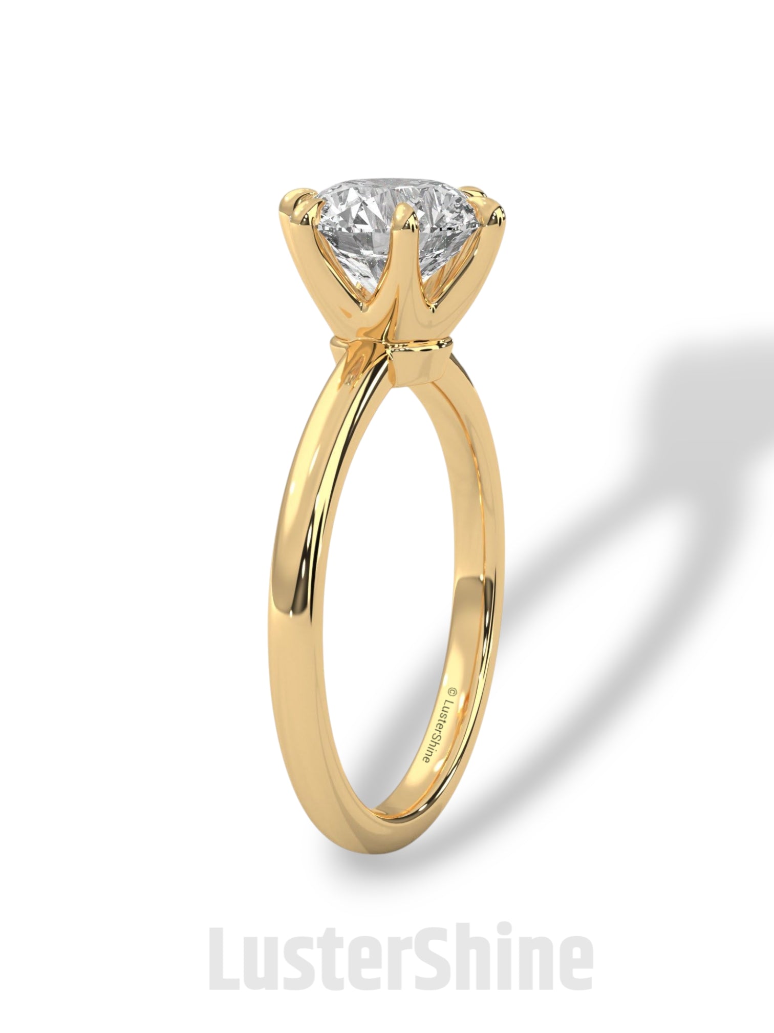 Round Solitaire Diamond Engagement Ring – 6 Prong Moissanite Ring – 14K 18K Gold Ring – Classic Proposal Ring – LusterShine Bridal Jewelry