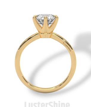 Round Solitaire Diamond Engagement Ring – 6 Prong Moissanite Ring – 14K 18K Gold Ring – Classic Proposal Ring – LusterShine Bridal Jewelry