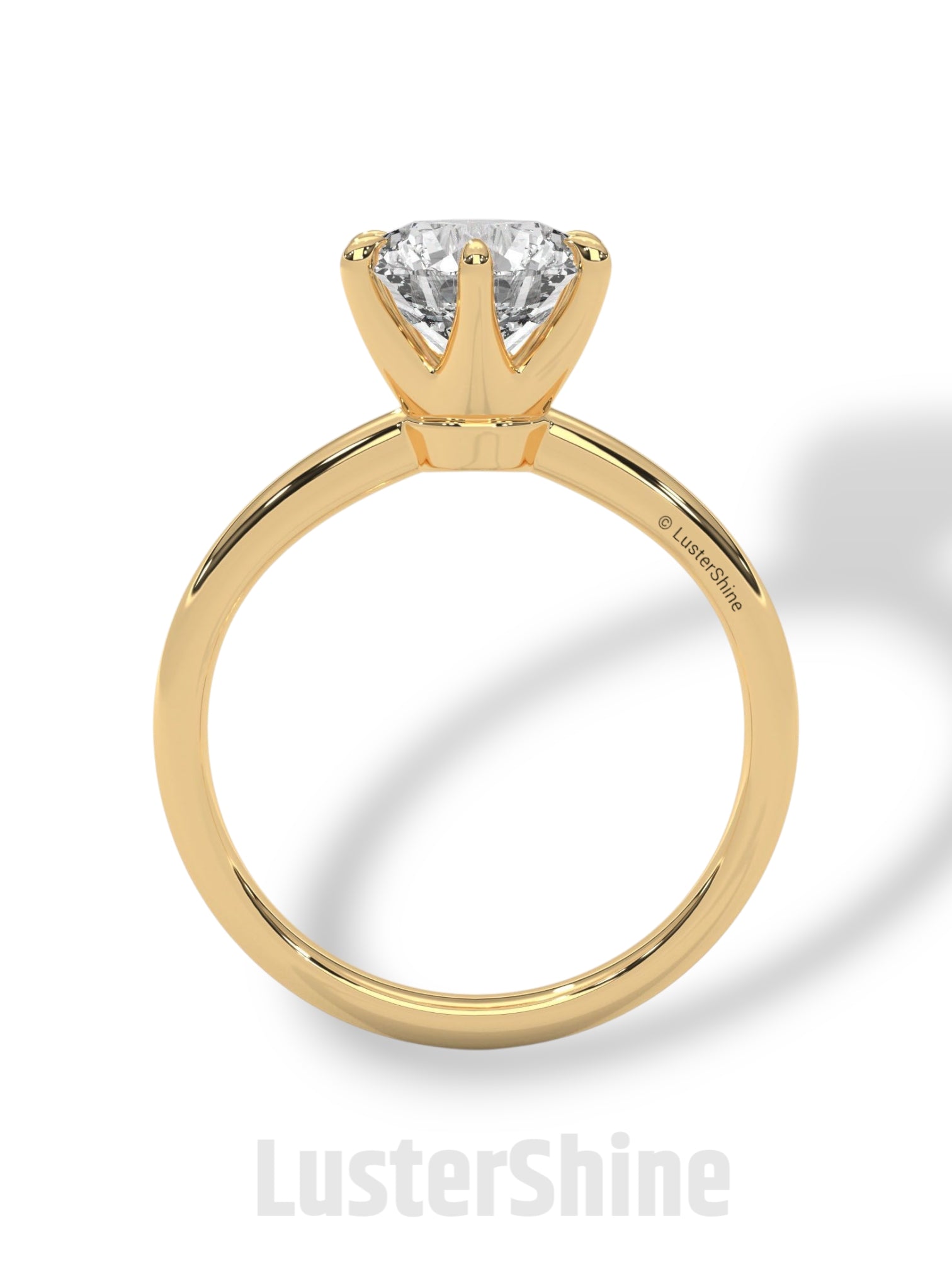 Round Solitaire Diamond Engagement Ring – 6 Prong Moissanite Ring – 14K 18K Gold Ring – Classic Proposal Ring – LusterShine Bridal Jewelry