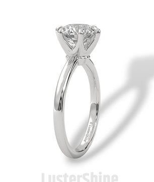 Round Solitaire Diamond Engagement Ring – 6 Prong Moissanite Ring – 14K 18K Gold Ring – Classic Proposal Ring – LusterShine Bridal Jewelry