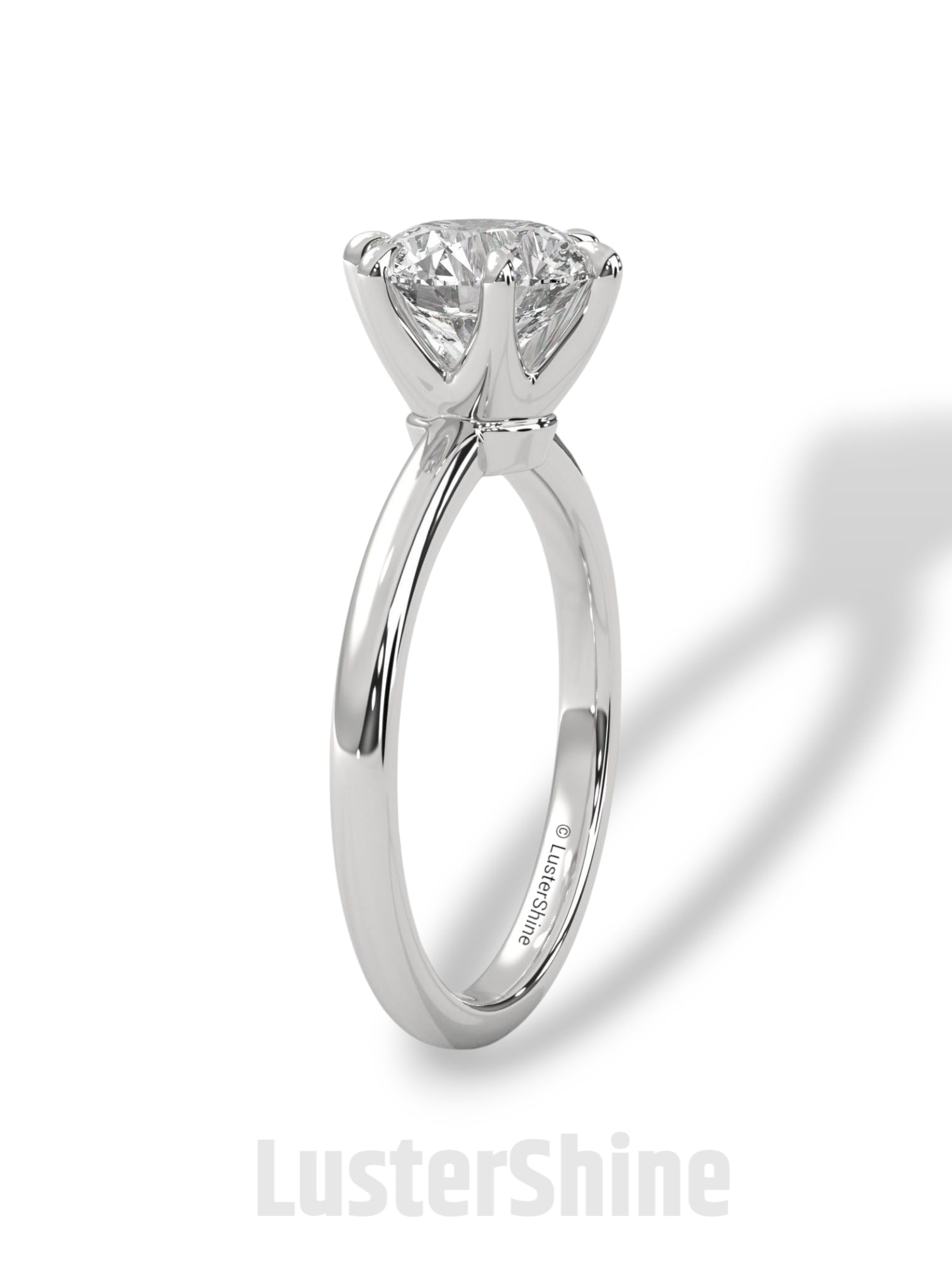 Round Solitaire Diamond Engagement Ring – 6 Prong Moissanite Ring – 14K 18K Gold Ring – Classic Proposal Ring – LusterShine Bridal Jewelry