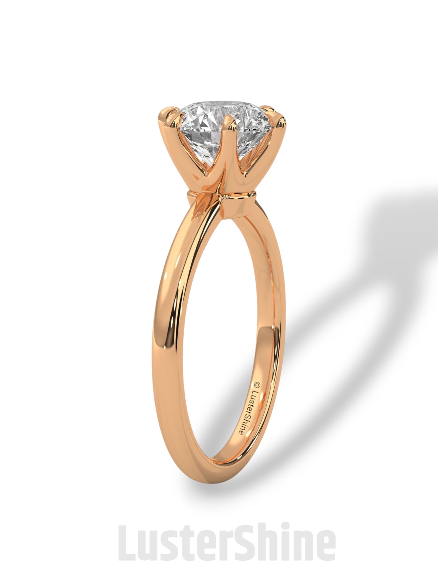 Round Solitaire Diamond Engagement Ring – 6 Prong Moissanite Ring – 14K 18K Gold Ring – Classic Proposal Ring – LusterShine Bridal Jewelry