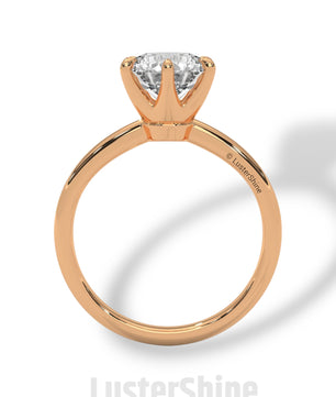 Round Solitaire Diamond Engagement Ring – 6 Prong Moissanite Ring – 14K 18K Gold Ring – Classic Proposal Ring – LusterShine Bridal Jewelry