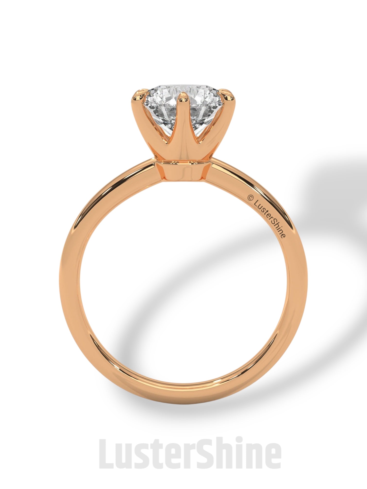 Round Solitaire Diamond Engagement Ring – 6 Prong Moissanite Ring – 14K 18K Gold Ring – Classic Proposal Ring – LusterShine Bridal Jewelry