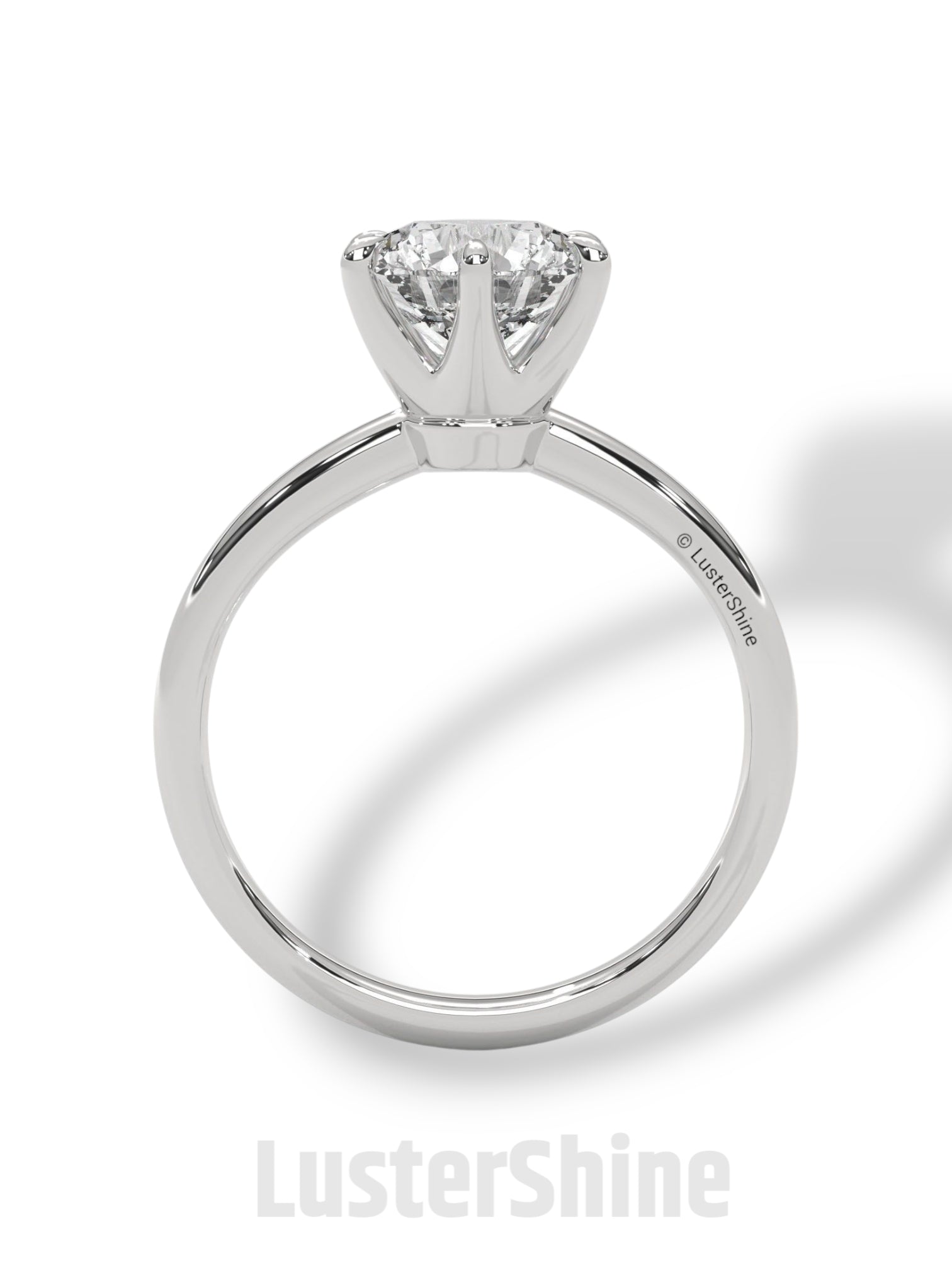Round Solitaire Diamond Engagement Ring – 6 Prong Moissanite Ring – 14K 18K Gold Ring – Classic Proposal Ring – LusterShine Bridal Jewelry