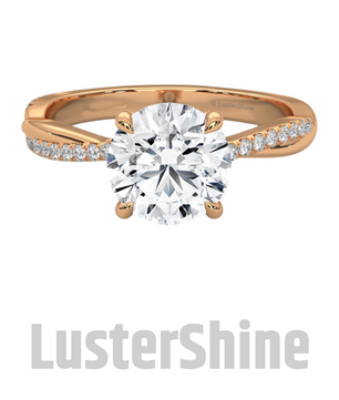 Twist Gold Ring with Round Halo Pave Setting, 14K Gold Engagement Ring, Dainty Bridal Jewelry, Vintage Style Promise Ring