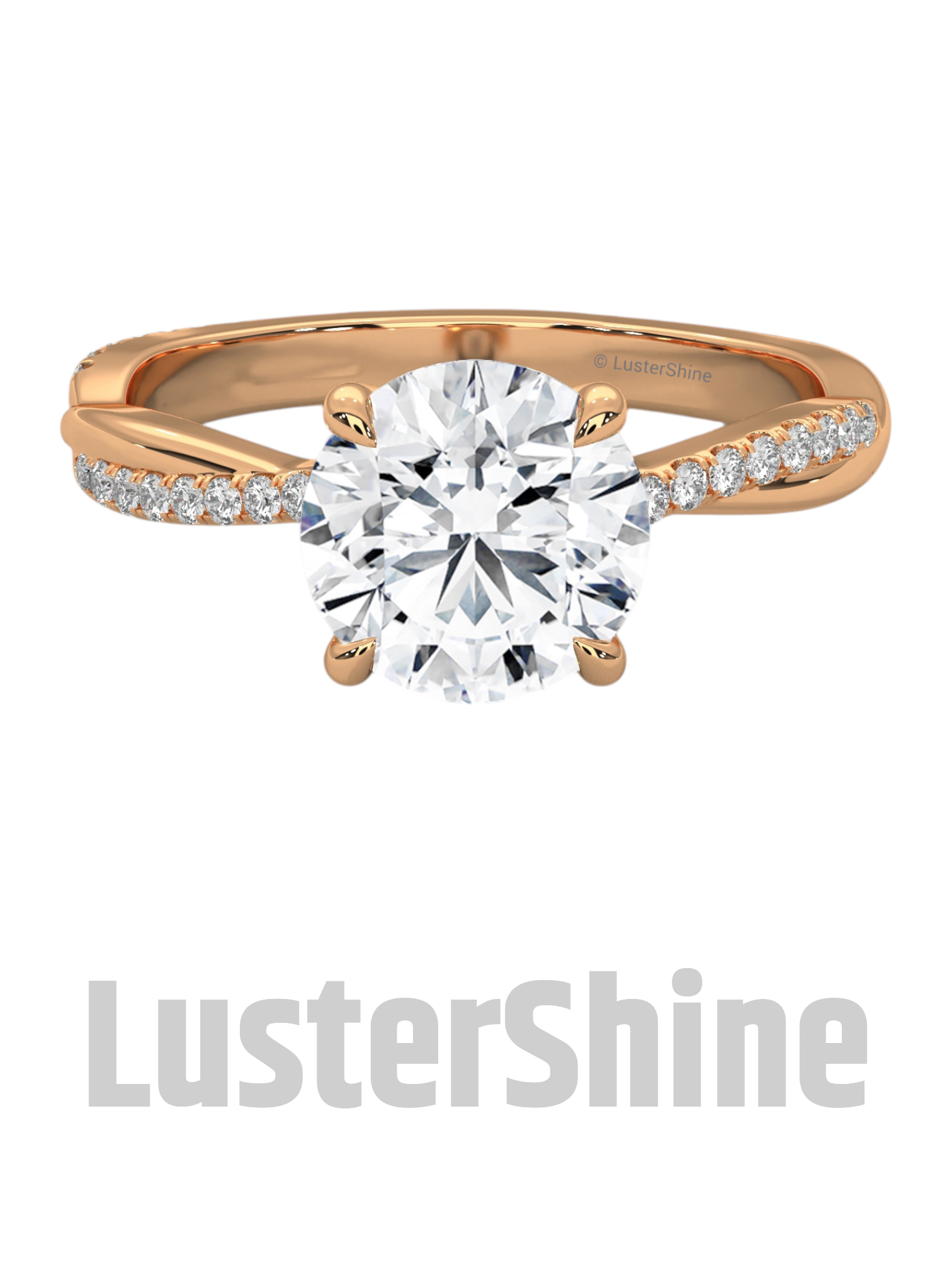 Twist Gold Ring with Round Halo Pave Setting, 14K Gold Engagement Ring, Dainty Bridal Jewelry, Vintage Style Promise Ring