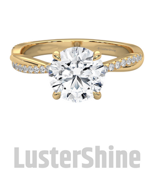 Twist Gold Ring with Round Halo Pave Setting, 14K Gold Engagement Ring, Dainty Bridal Jewelry, Vintage Style Promise Ring