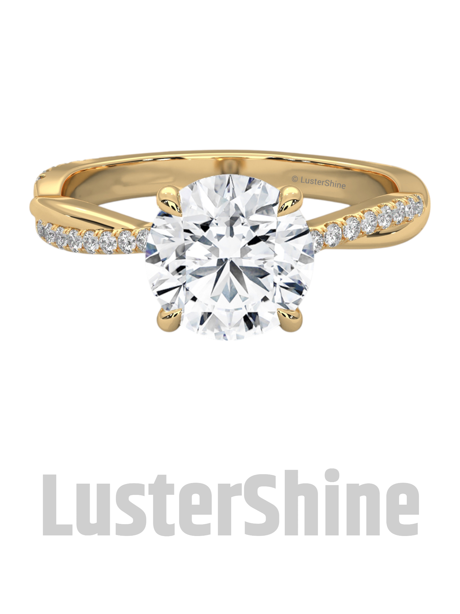 Twist Gold Ring with Round Halo Pave Setting, 14K Gold Engagement Ring, Dainty Bridal Jewelry, Vintage Style Promise Ring