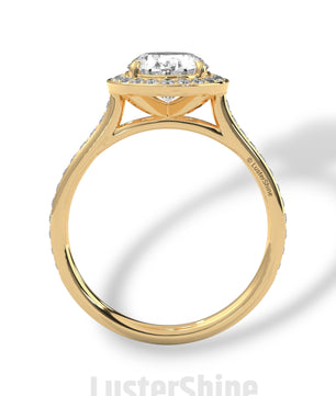 Oval Halo Engagement Ring – 2CT Oval Diamond Ring – Gold Moissanite Ring – Unique Pave Band Ring – Custom Wedding Jewelry