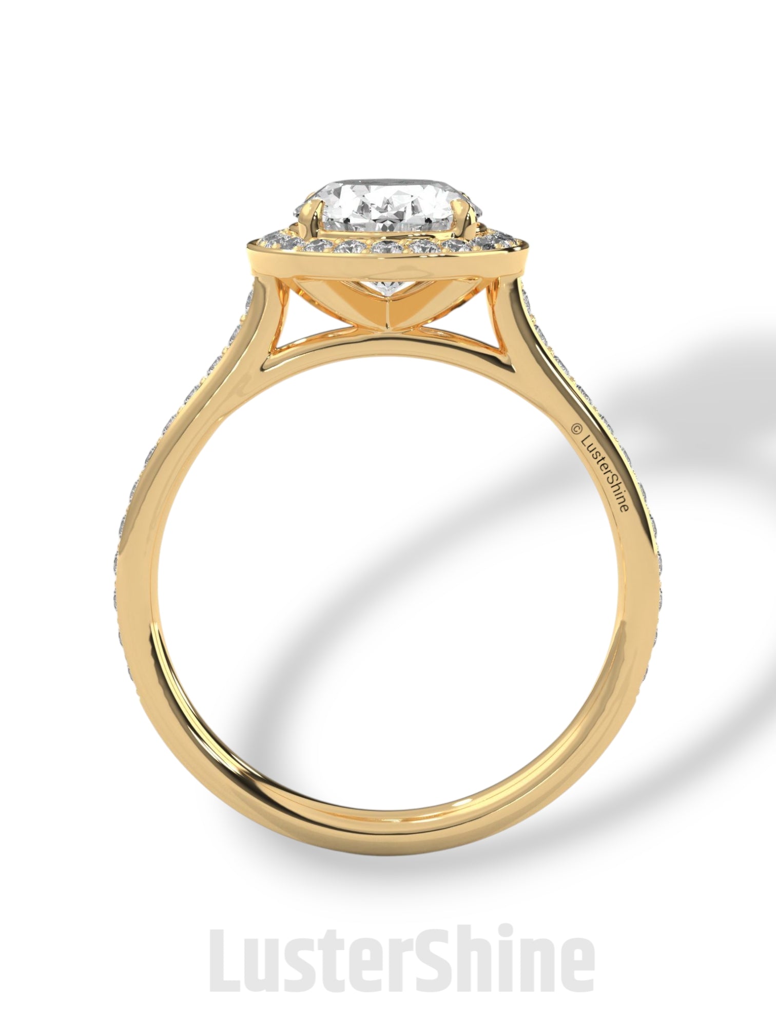 Oval Halo Engagement Ring – 2CT Oval Diamond Ring – Gold Moissanite Ring – Unique Pave Band Ring – Custom Wedding Jewelry
