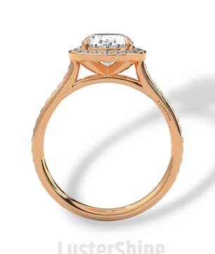 Oval Halo Engagement Ring – 2CT Oval Diamond Ring – Gold Moissanite Ring – Unique Pave Band Ring – Custom Wedding Jewelry