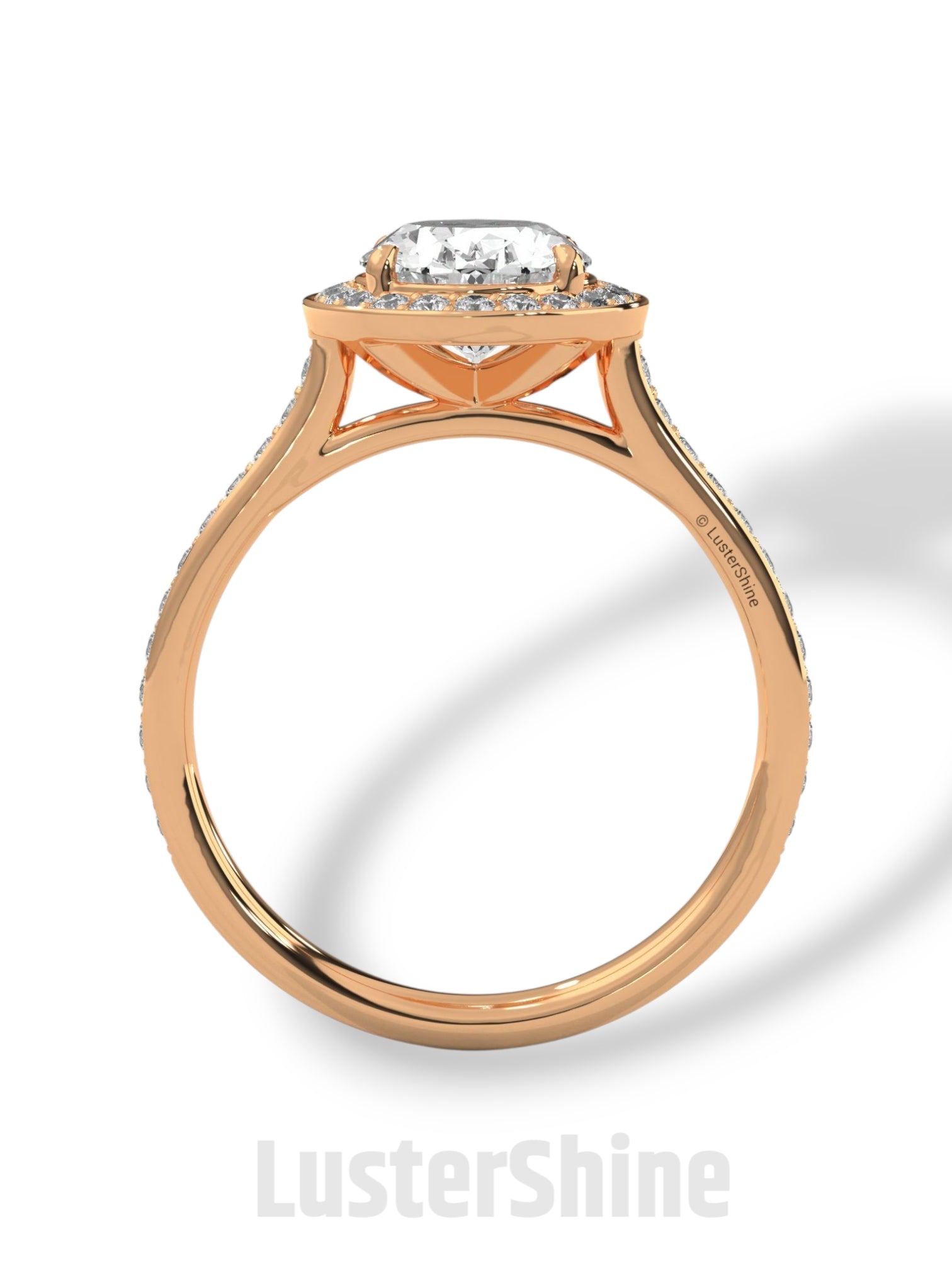 Oval Halo Engagement Ring – 2CT Oval Diamond Ring – Gold Moissanite Ring – Unique Pave Band Ring – Custom Wedding Jewelry