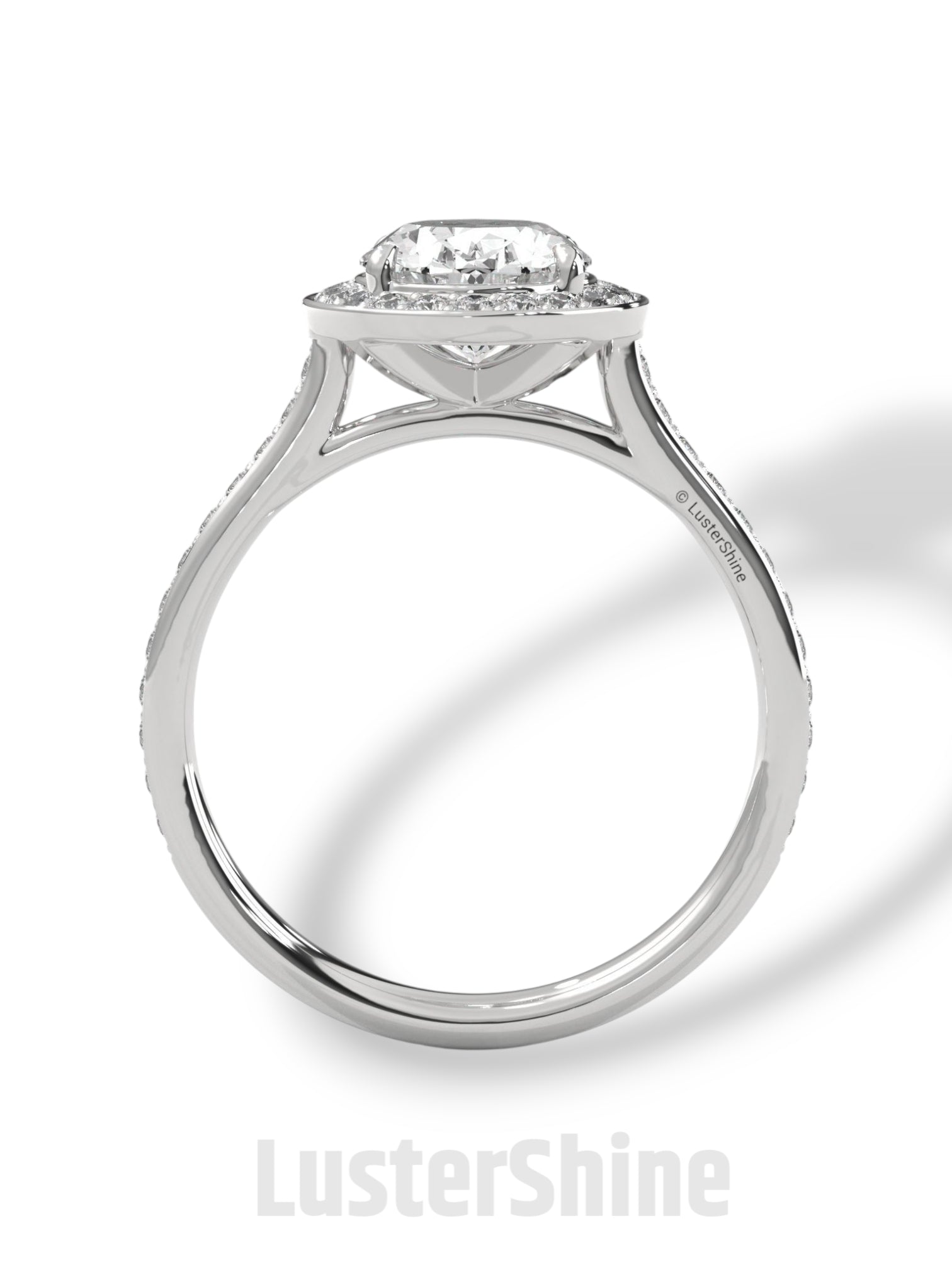 Oval Halo Engagement Ring – 2CT Oval Diamond Ring – Gold Moissanite Ring – Unique Pave Band Ring – Custom Wedding Jewelry