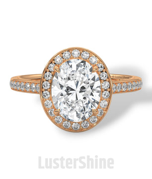 Oval Halo Engagement Ring – 2CT Oval Diamond Ring – Gold Moissanite Ring – Unique Pave Band Ring – Custom Wedding Jewelry