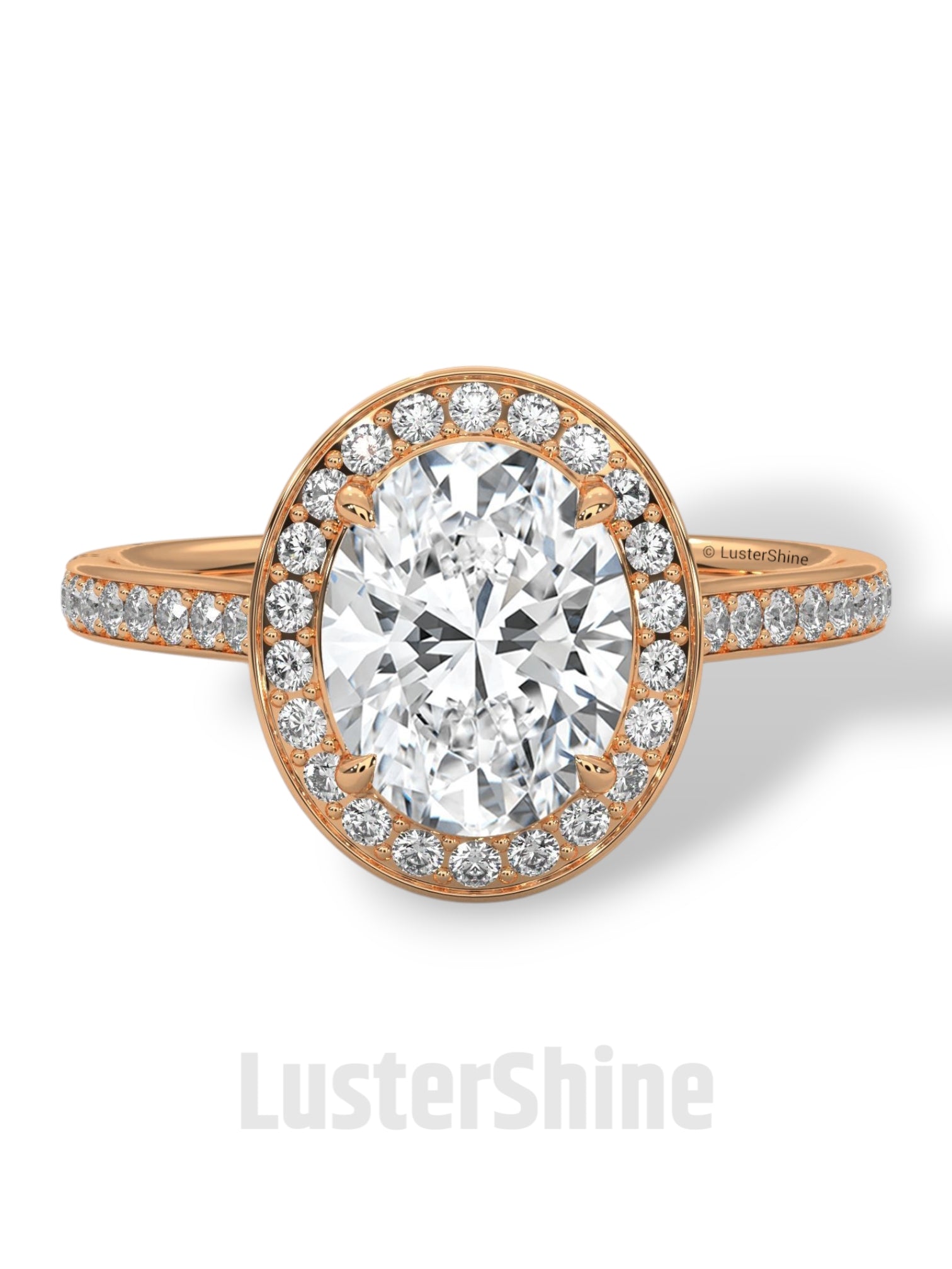Oval Halo Engagement Ring – 2CT Oval Diamond Ring – Gold Moissanite Ring – Unique Pave Band Ring – Custom Wedding Jewelry