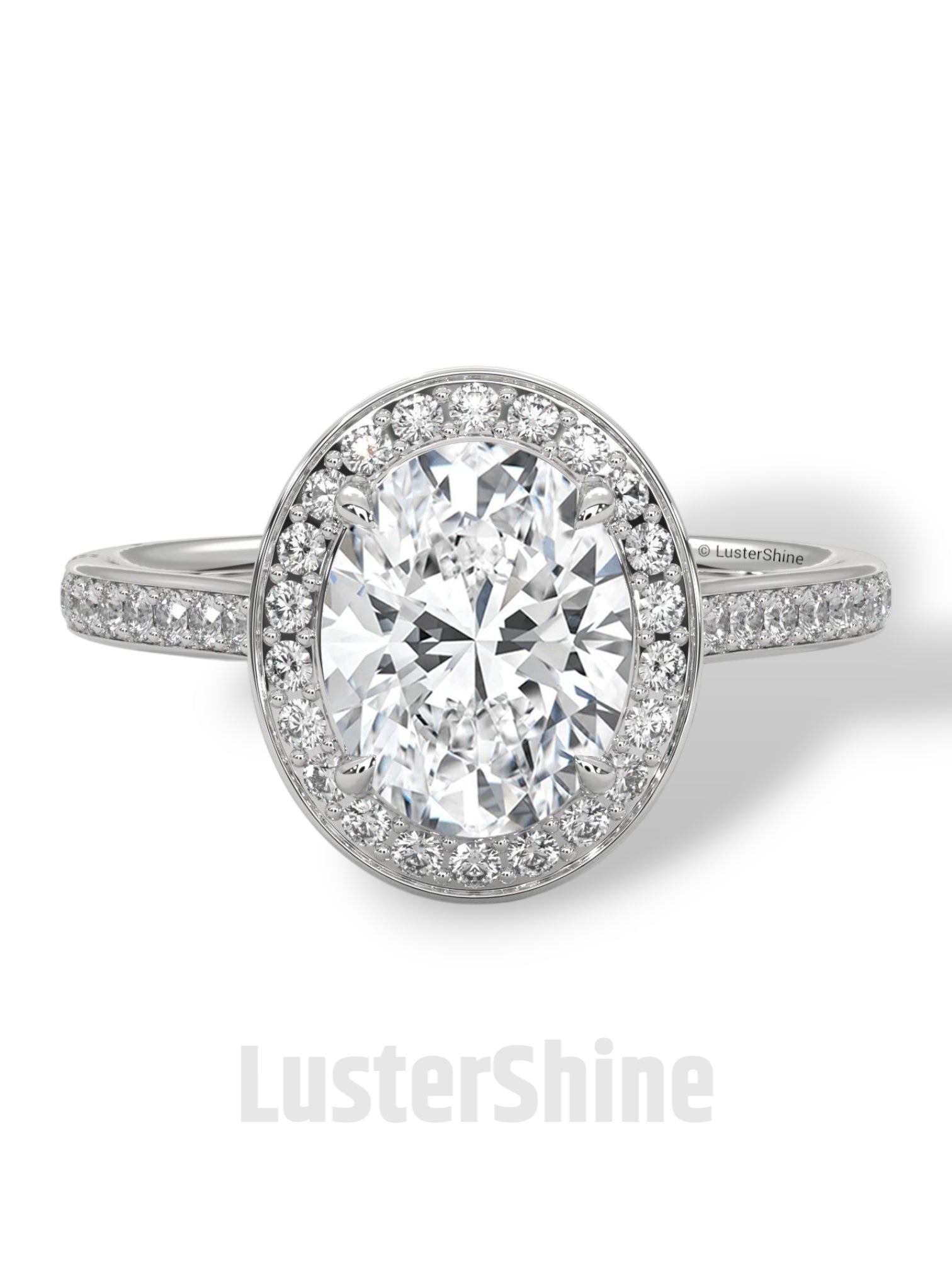 Oval Halo Engagement Ring – 2CT Oval Diamond Ring – Gold Moissanite Ring – Unique Pave Band Ring – Custom Wedding Jewelry